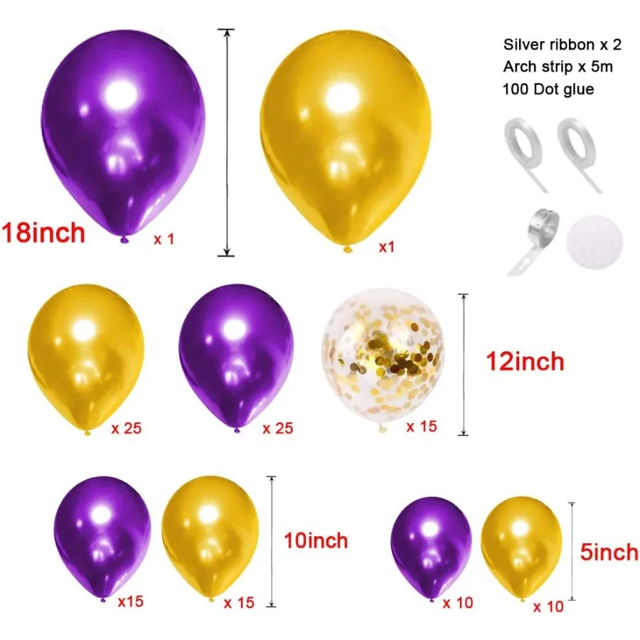 Purple Balloon Garland Arch Kit 121 PCS Purple and Gold Party Decorations for Birthday Graduation Wedding Anniveary