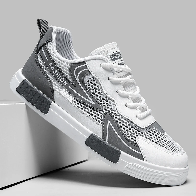 Atmungsaktive Mesh-Sommer-Sportschuhe für Herren, bequeme flache Schuhe, Herren-Tennisschuhe, rutschfeste, leichte Slipper in großen Größen