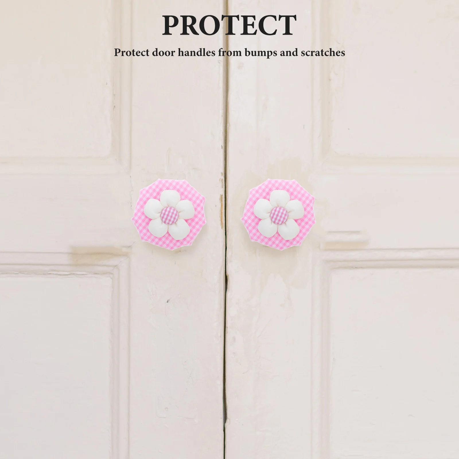 

2pcs Door Knob Protective Covers Soft Round Handle Protectors Safety Decorative Fabric Flower Design For Home Door Handle