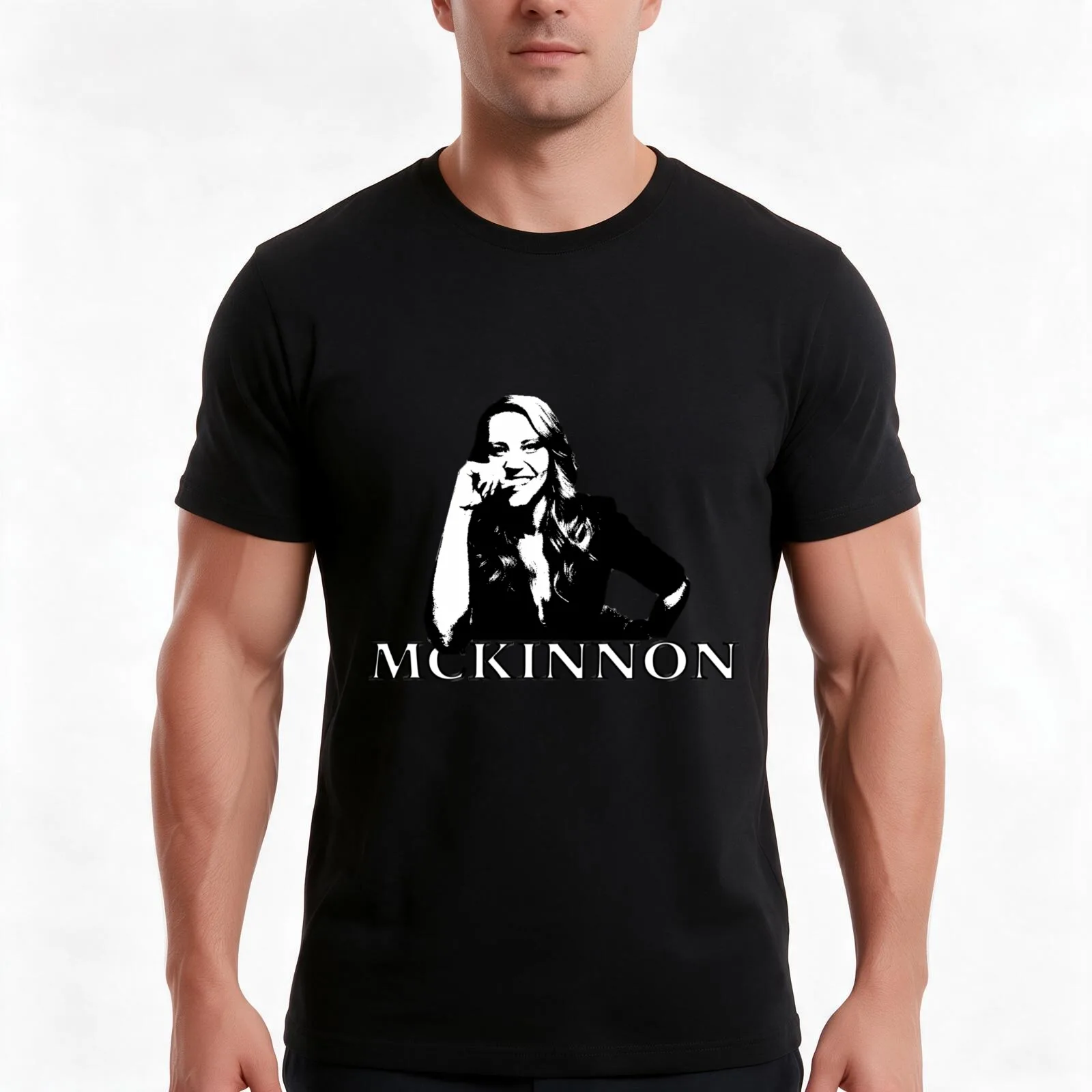 Kate McKinnon Black and White T-Shirt, Summer Casual Cotton Tee, Oversized Streetwear Tops, Vintage Graphic Print, 100% Cotton