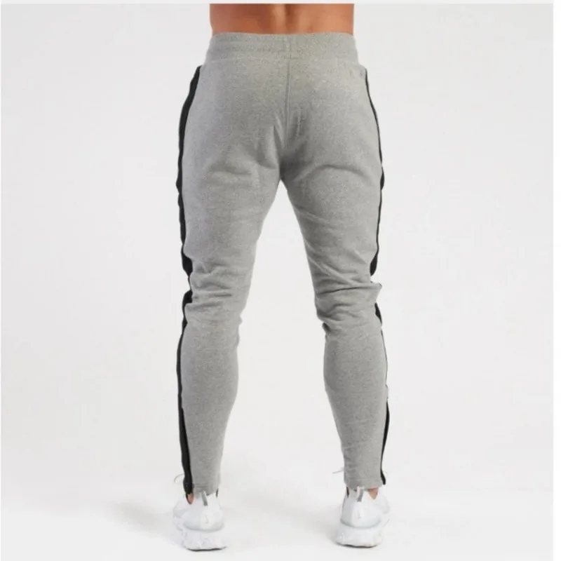 Winter New Matching Color Plus Fleece Warm Small Foot Pants Men\'s Sports Pants Fitness Casual Pants Men M-3XL