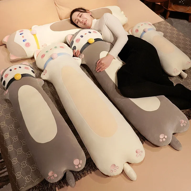 Cat Soft Long Body Pillow Chair Stuffed Cushions Cute Sleeping Plush Body Pillow Sofa Back Decorative Cushion Home Ornament