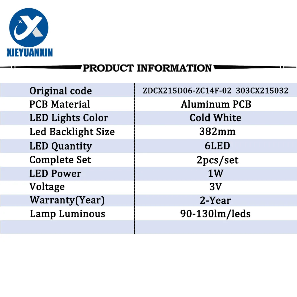 2 Buah/Set Bar Lampu Latar Led untuk Perbaikan TV 32 Inci ZDCX215D06-ZC14F-02 303CX215032 Lampu Strip TV 382Mm