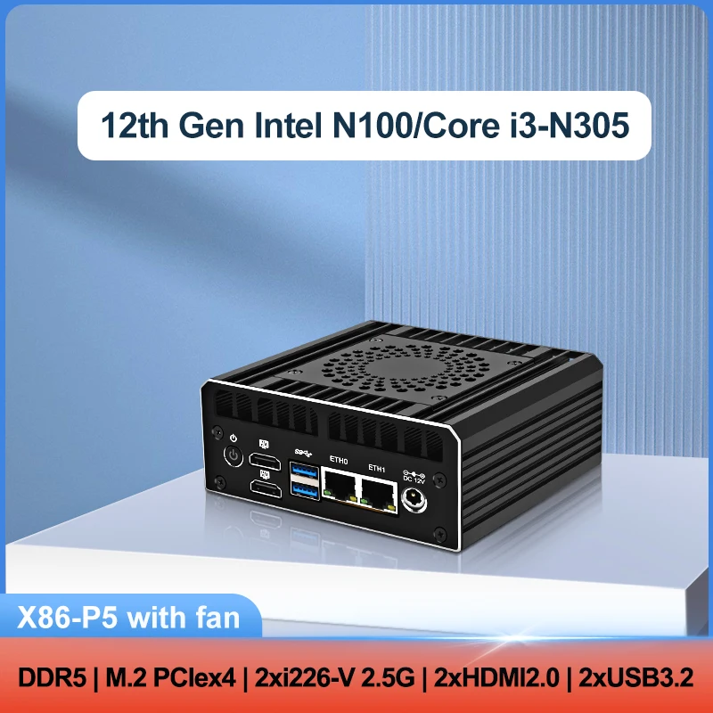 Mini PC 32GB DDR5 RAM 1TB NVME SSD 12th Gen Alder Lake i3-N305 N100 Micro PC 2*i226-V 2.5G Gigabit Ethernet/Nas/Business/Pfsense