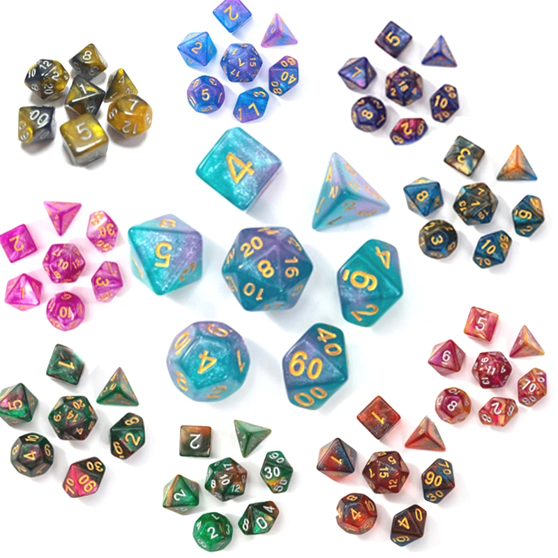 Dice Set Board Games Roll Dice Galaxy Theme Polyhedral Dice Set Amazing Colourful Universe Effect For DND Accessories