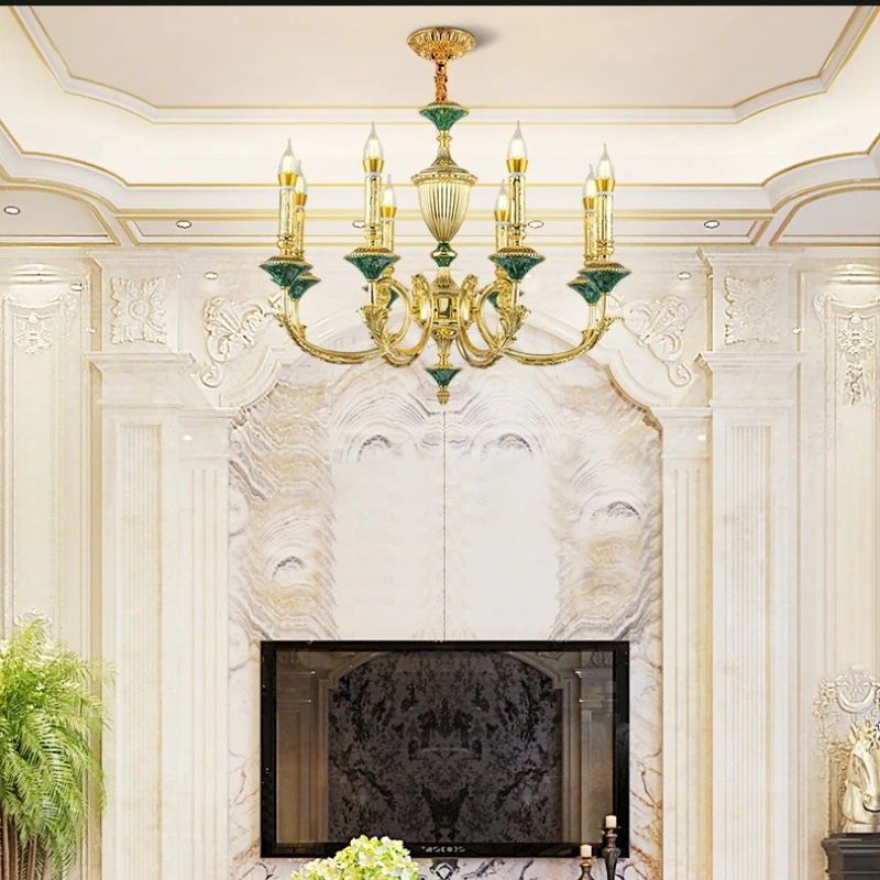 

French European Villa Luxury Retro Living Room Lights Dining Room Bedroom Study Lights Light Luxury American All Copper