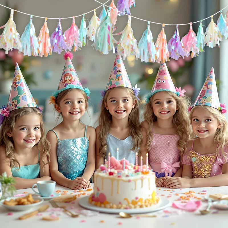 12/24 stücke Regenbogen Farbe Seidenpapier Quaste Girlande Für Hochzeit Kinder Einhorn Geburtstag Party Dekoration Baby Dusche Wand Hintergrund – Detail 1