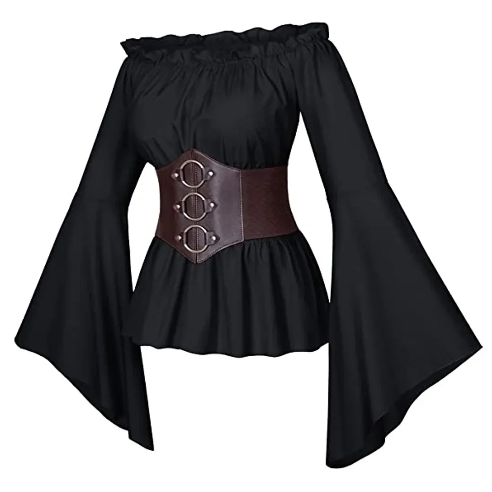 Medieval Renaissance Women Victorian Steampunk Pirate Gothic Cosplay Costume Vintage Tops Belt Corset Carnival Dress Up Party