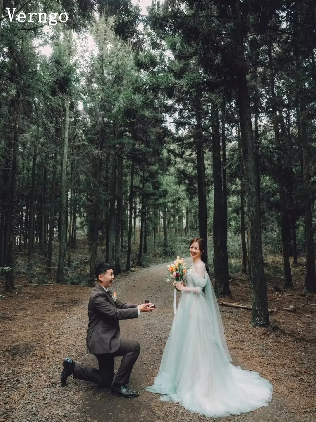 Suknia ślubna Verngo z zielonego tiulu, z odkrytymi ramionami, fason A, długa suknia ślubna, elegancka koreańska suknia na studniówkę, suknie dla panny młodej szyte na miarę.