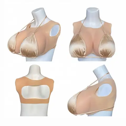 Huge Shakeable Silicone Breast Forms for Transgender Crossdress Cosplay with Nipple Areola Fake Boobs Bodysuit