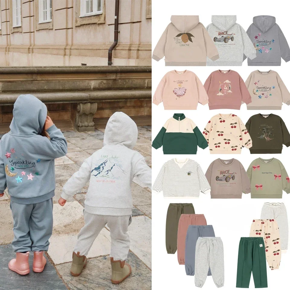 

Presale 24 New Autumn/winter KS Same Sequin Hoodie Pants Set Boy Girl Cottin Sweatshirt Children's Embroidery Zipper Cotton Coat