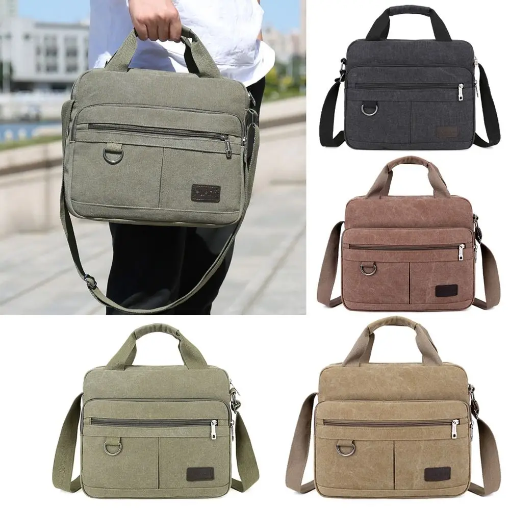 Multi-layer Messenger Bag Outdoor Zipper Square Shape Shoulder Bag Large Capacity Canvas Travel Crossbody Bags Unisex