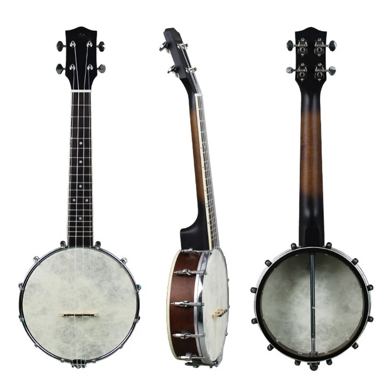 4 سلاسل البانجو 23 بوصة القيثارة الصغيرة البانجو القيقب الأصابع Banjos الكبار الأطفال سلسلة أداة مع حقيبة حمل