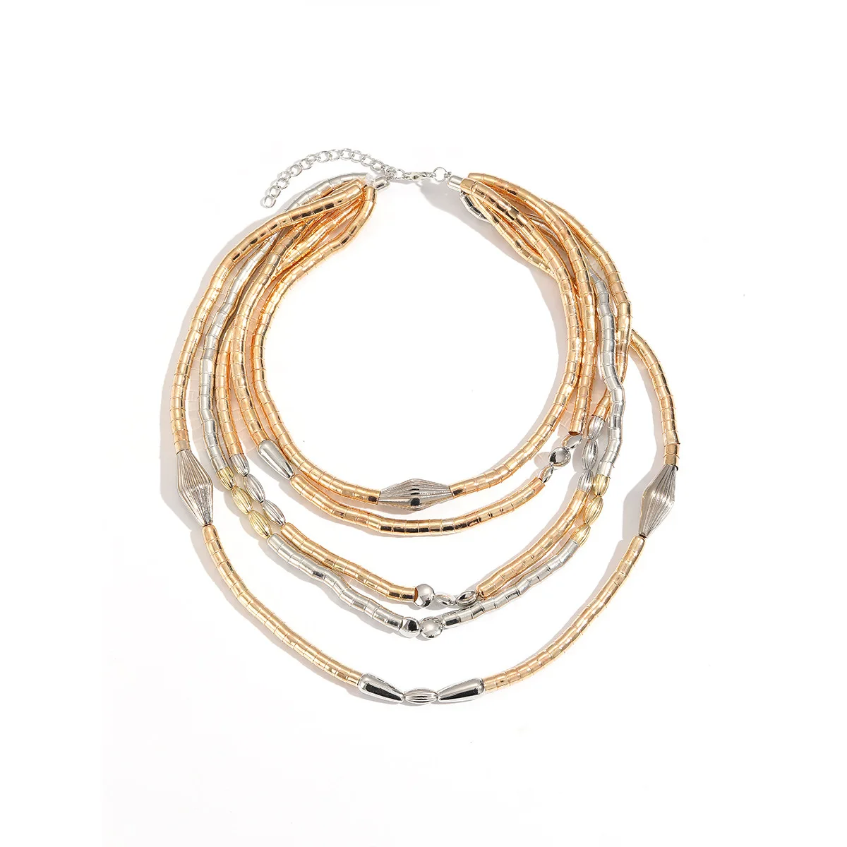 Women's Exaggerated Color Block Multi Layer Necklace Bracelet Set