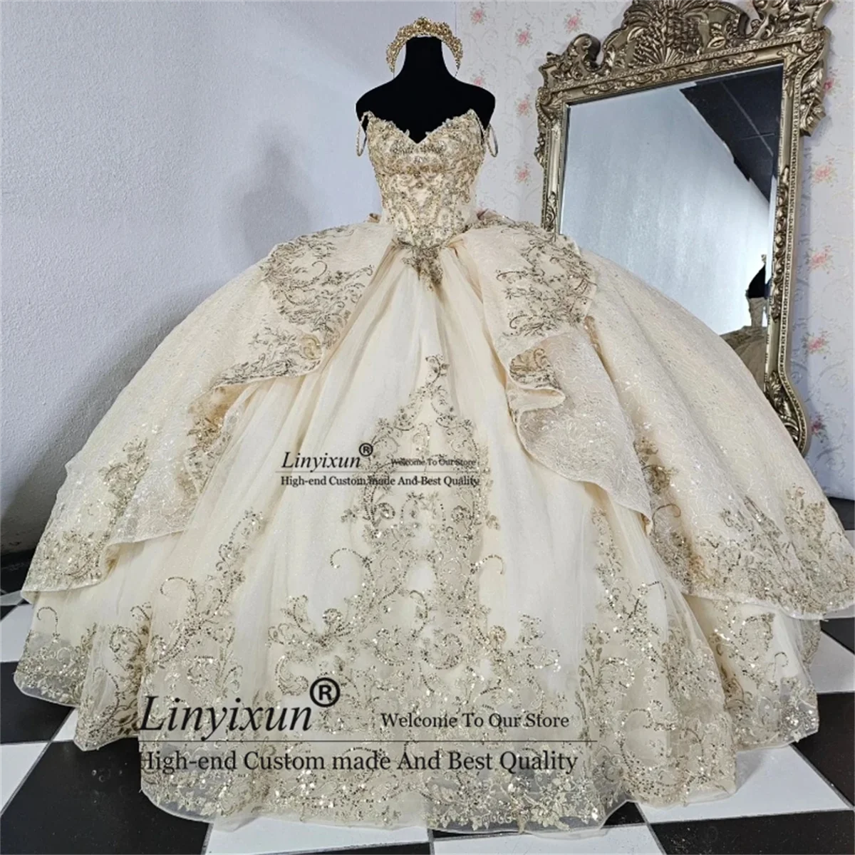 Shiny Quinceanera Dresses Off the Shoulder Lace Applique Tulle Ball Gown Birthday Party Sweet 16 Vestidos De 15 Anos Customized