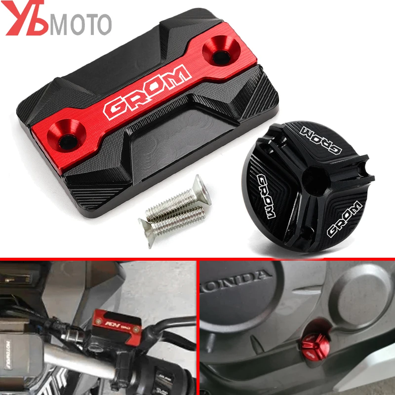 Motorcycle CNC Engine Oil Filler Cap Plug For Honda MSX125 Grom 2013-2021 2022 Accessories Front Brake Fluid Reservir Cover