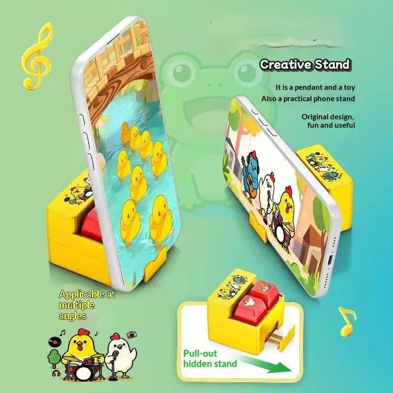 Fingertip Button Keyboard Games Keychain Plastic With LED Light Voice-Activated Keychain Portable Cartoon Interactive Keychain