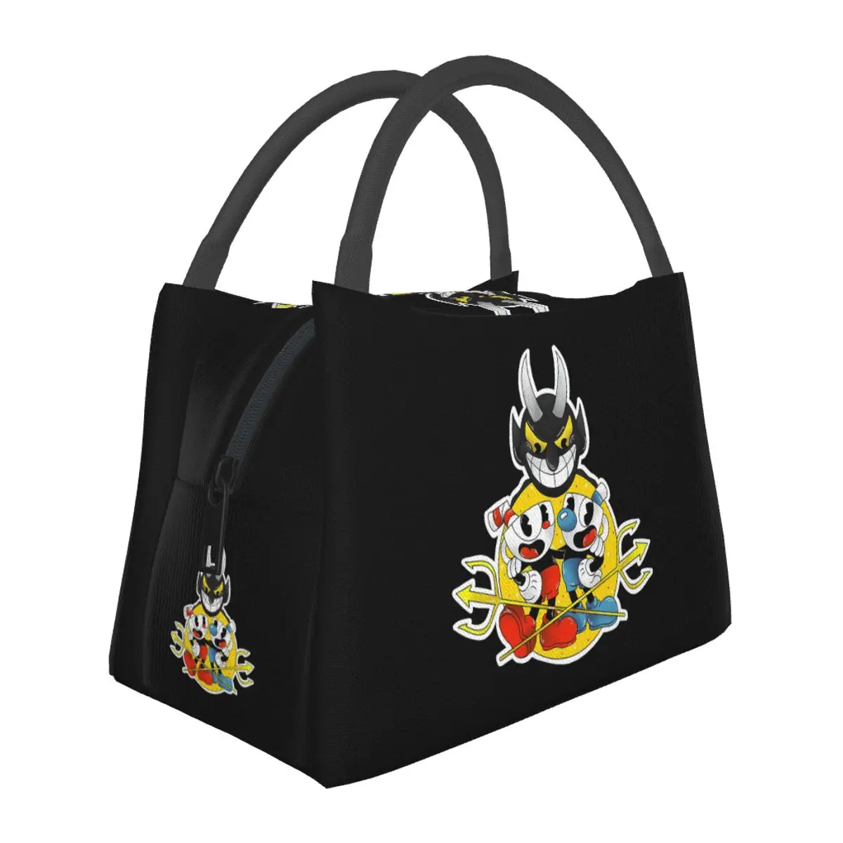 Cuphead And Mugman With The Devil Sticker Lunch Bags Bento Box Lunch Tote Picnic Bags Cooler Thermal Bag for Woman Girl Work