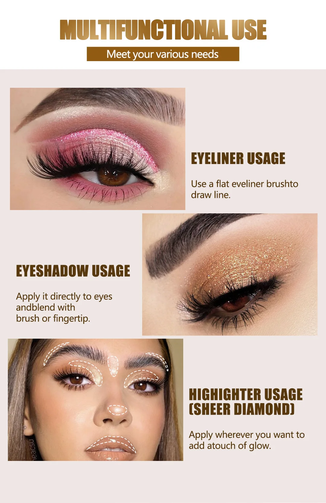 @**ظلال عيون سائلة مكونة من 17 لونًا مع بريق لامع وألماس لامع لمكياج الأداء #1