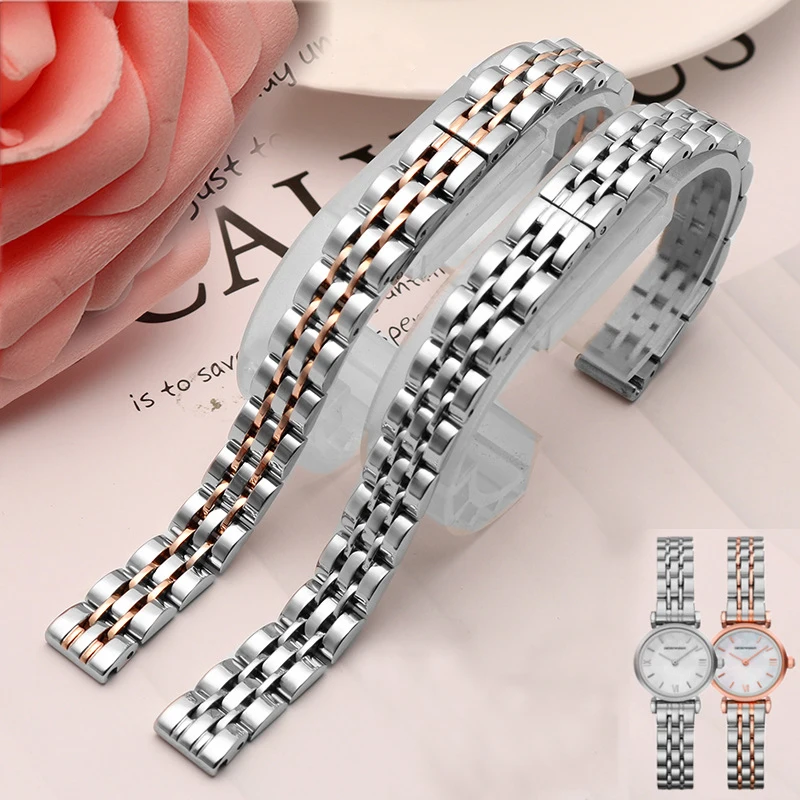 

10mm Women Stainless Steel Watch Band Watchband Wrist Strap For Armani watch AR1764 AR1935 AR1689 Wristband Bracelet