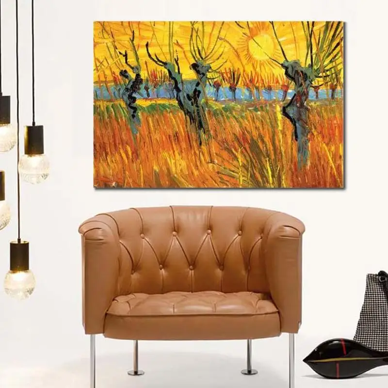 Impressionist Painting Pollard Willows at Sunset Vincent Van Gogh Art Home Decor Handmade High Quality