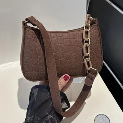 Fashion Felt Shoulder Bags for Women Women Subaxillary Bag Design Advanced Texture Armpit Handbags Purses Crescent Saddle Bag