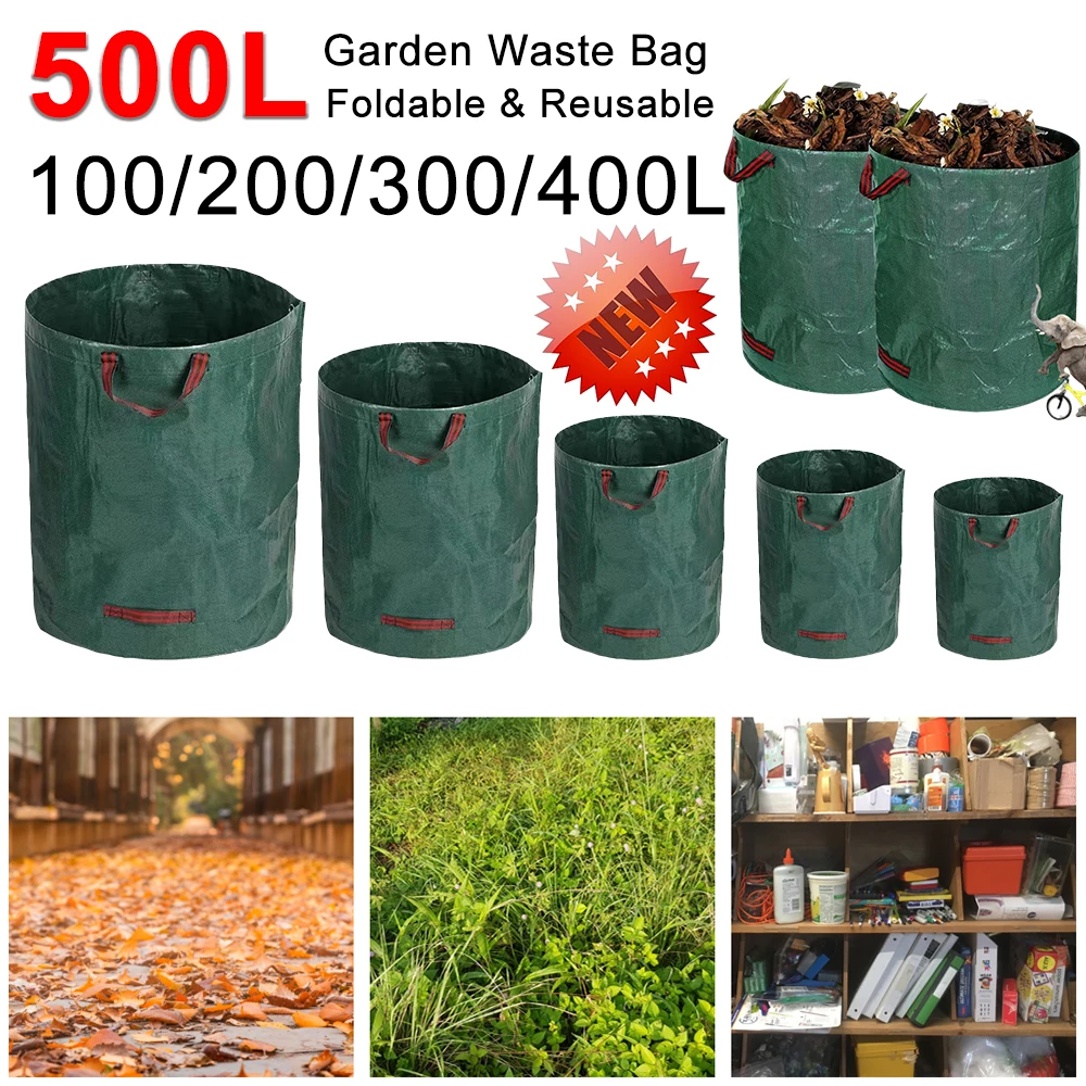 Borsa da giardino riutilizzabile 60-500L sacco a foglia di grande capacità cestino leggero sacchetto