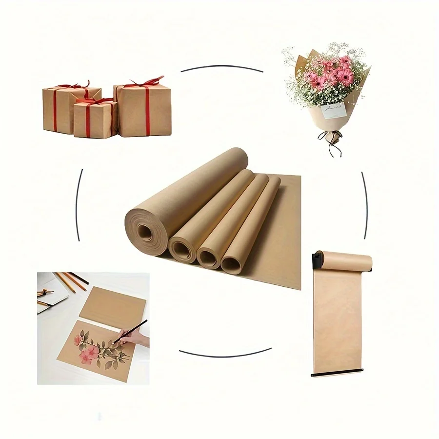 1 Roll Durable Brown Kraft Paper, 30cm X 30m DIY Gift Wrapping Paper, Thick Packaging, Mobile Packaging, Office Supplies