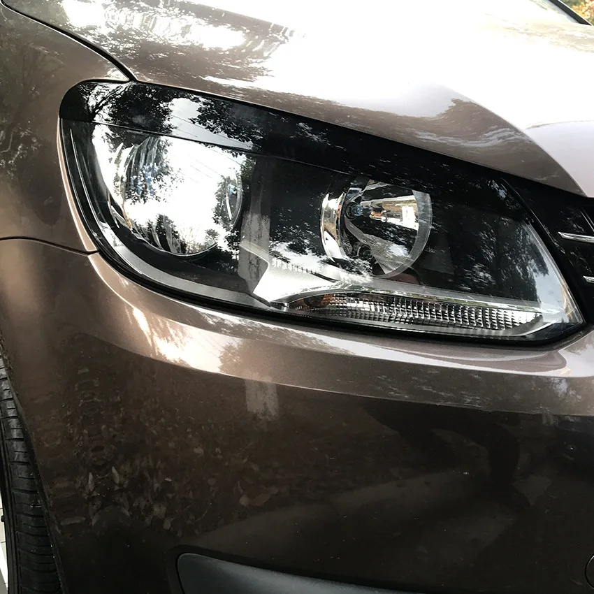 2011 To 2015 For Volkswagen Touran Front Headlight Lamp Eyebrow Lamp Eyelid Trim Cover Decoration ABS Glossy Black Carbon Fiber