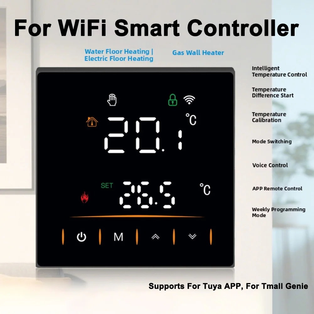 

Умный Wi-Fi термостат с голосовым управлением и управлением через приложение для газового котла с горячей водой и установки водяного подогрева пола