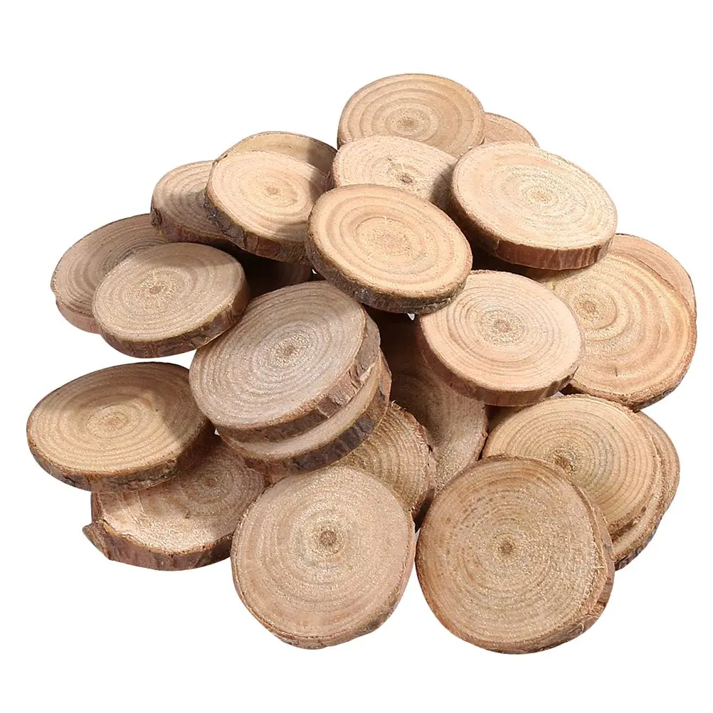 

100 Pcs Slices Natural Round Handmade DIY Crafts Home Decor Photo Props Sewing Wood Chips Tools Pine Wood Pieces