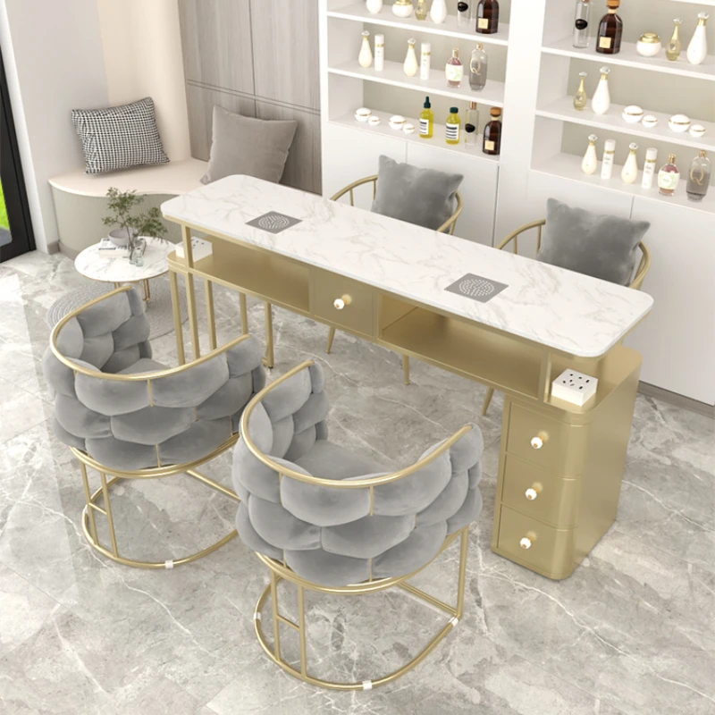 

Luxury Organiser Nail Desk Drawer Storage Nordic Light Luxury Nail Tables Tech Dust Collector Stolik Do Paznokci Salon Furniture