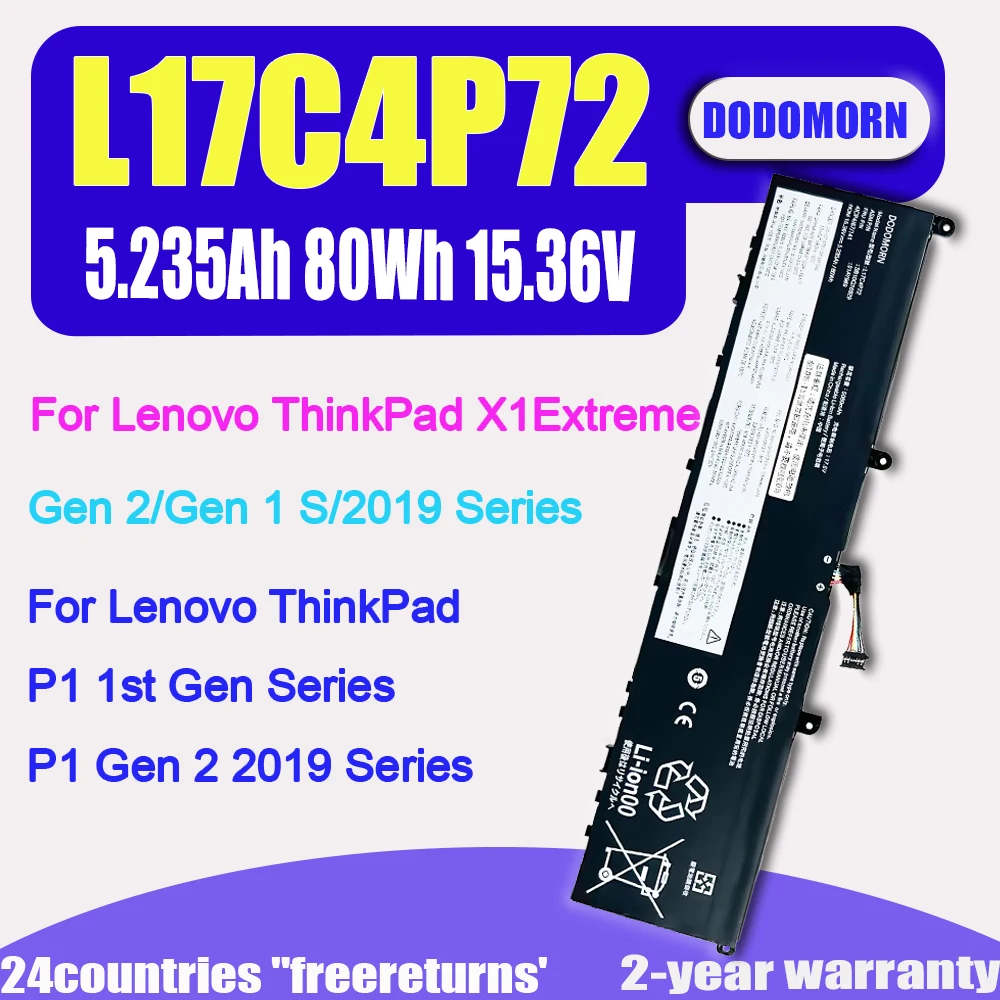 

New L17C4P72 Laptop Battery For Lenovo ThinkPad X1 Extreme Gen 1 2 For ThinkPad P1 1st 2nd Gen 01AY968 01YU911 High Quality