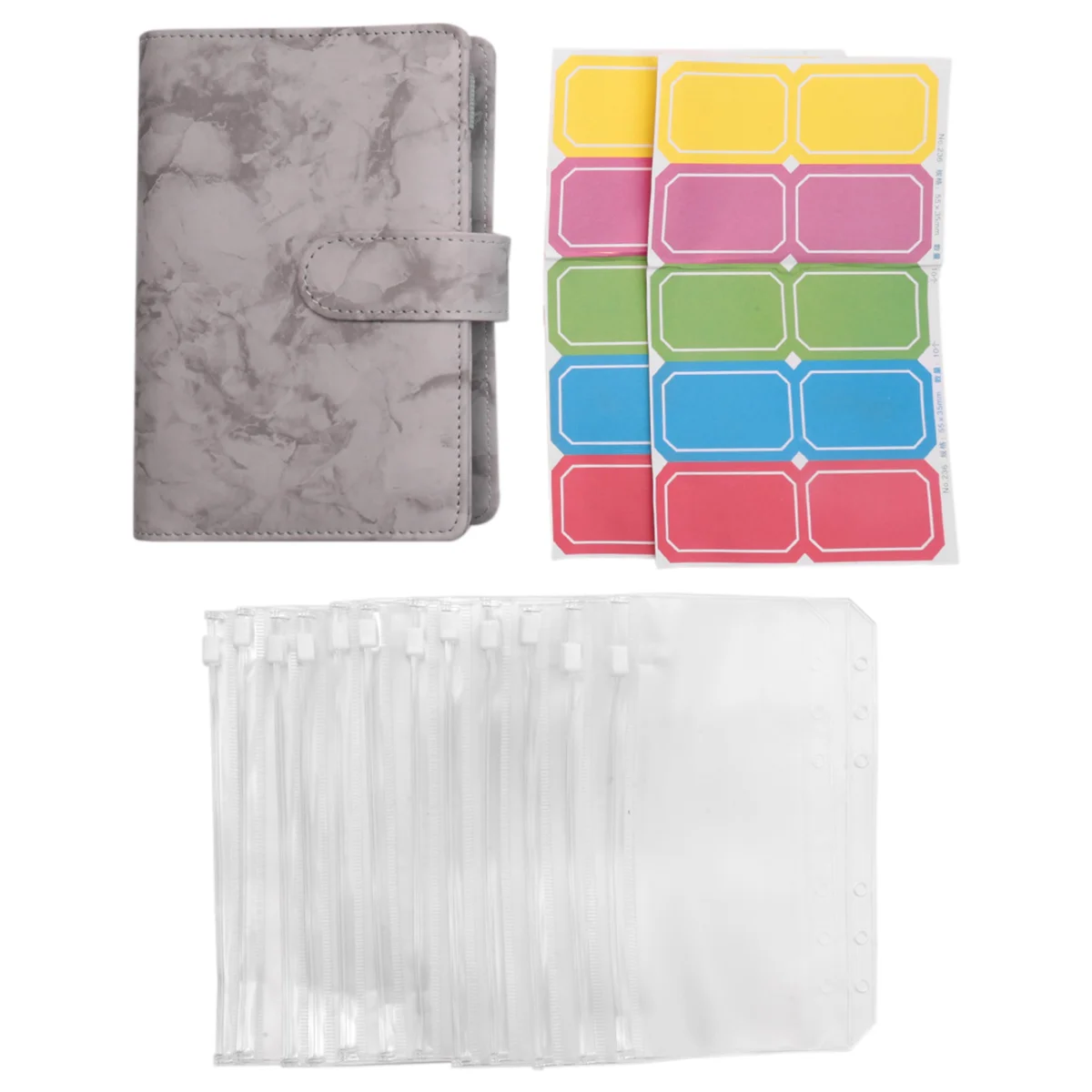 Couverture de classeur en PU avec poches, système d'économie d'argent, enveloppes de trésorerie, sacs en cuir chevelu adt, classeur projecteur à 6 anneaux, A