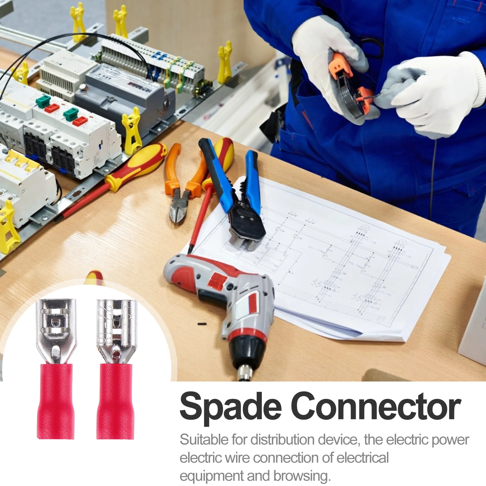 

200Pcs Female Cold Pressed Wire Terminal Insulated Crimp Spade Connector Copper Wire Connector Electrical Device Connection