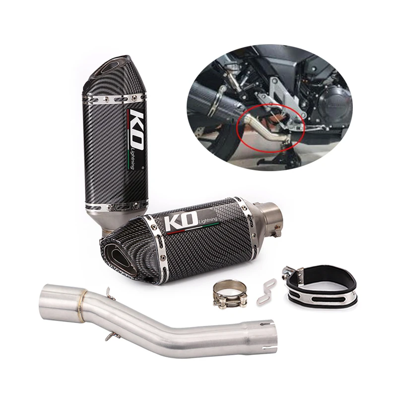 

For Voge LX500R Slip On 51mm Motorcycle Exhaust System Middle Connect Link Pipe Muffler Escape With Removable DB Killer