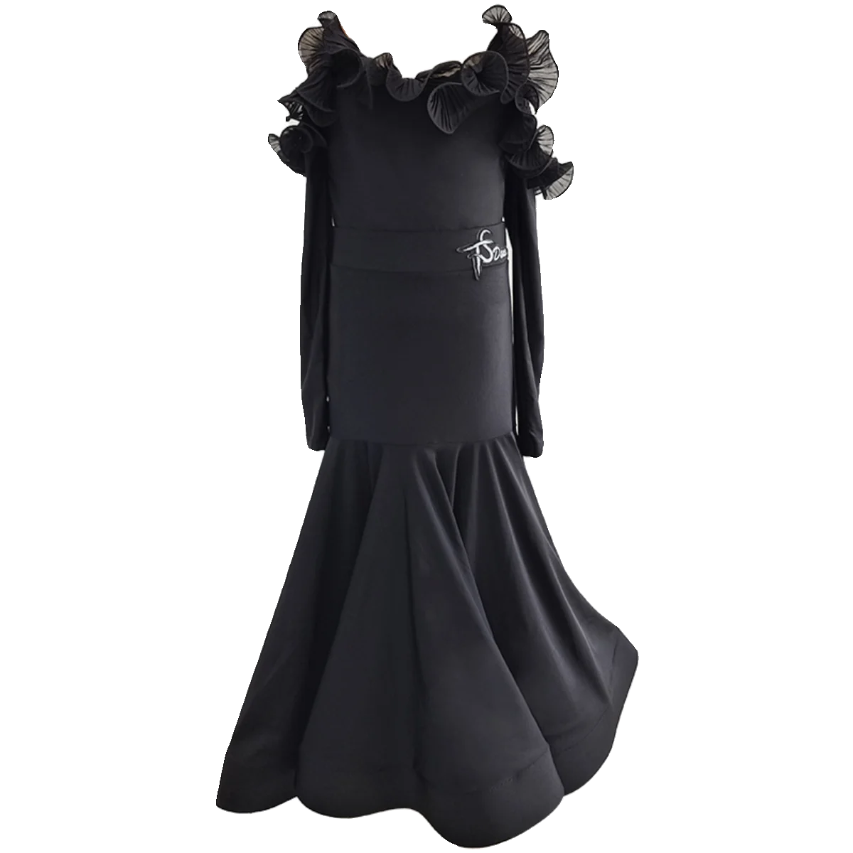 Nuevos trajes de baile latino, trajes de práctica para niñas, trajes negros de baile y actuación de salón de manga larga