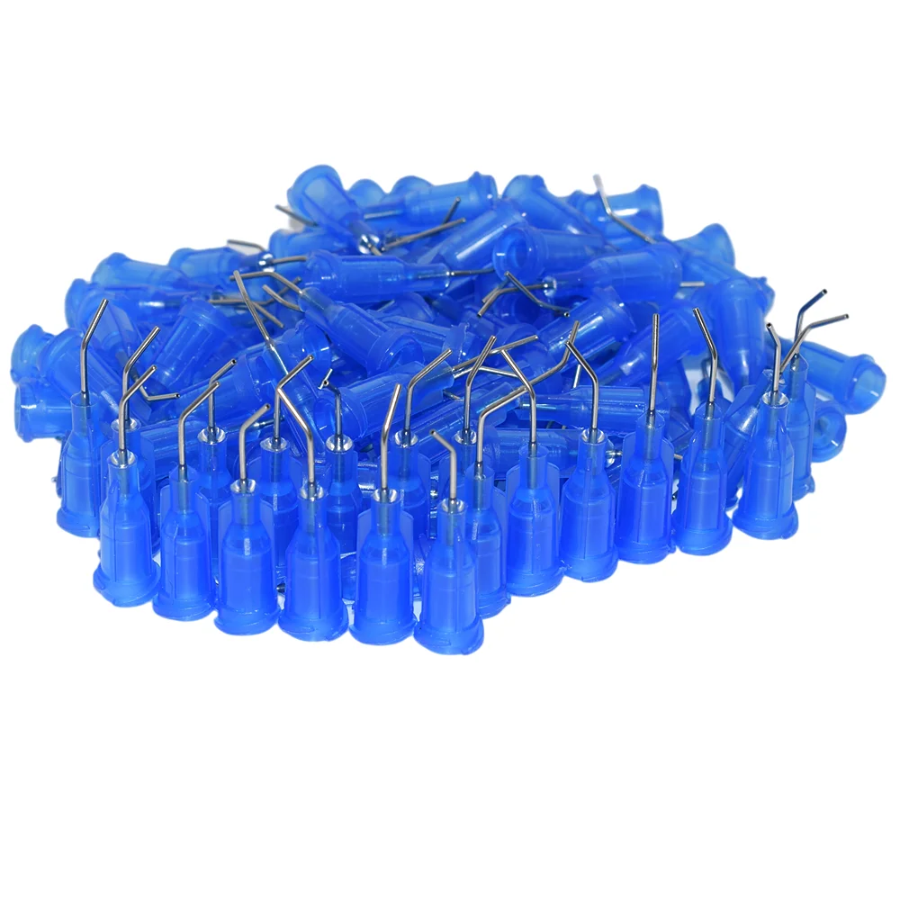 100/1000pcs 22G Bent Glues Dispensing Tips Adhesives Dispensing Needle Liquid Glue Dispenser 45 Degree Bent Tapered Needles Tips