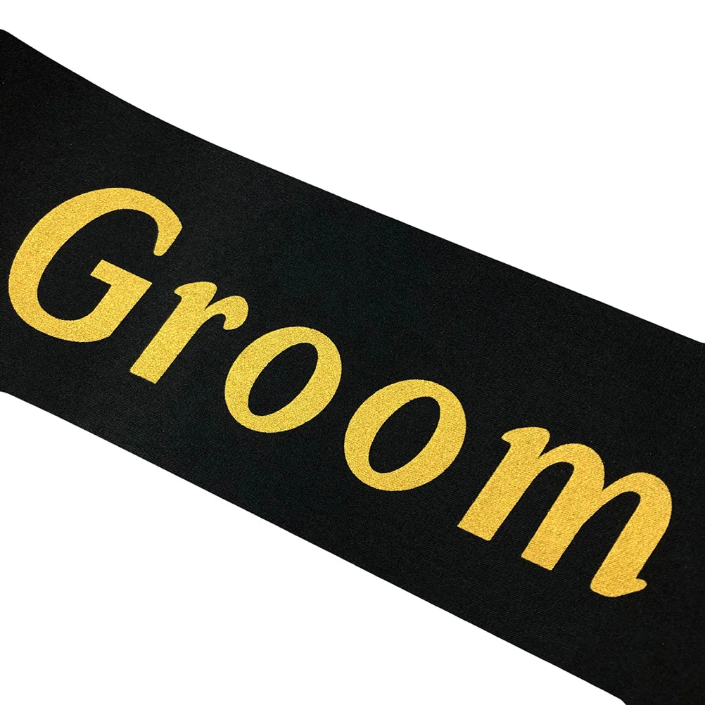 

3Pcs Golden Letter Printing Premium Cloth Groom Sash Wedding Party Decorative Accessories Bachelor Party Etiquette Belt Supplies
