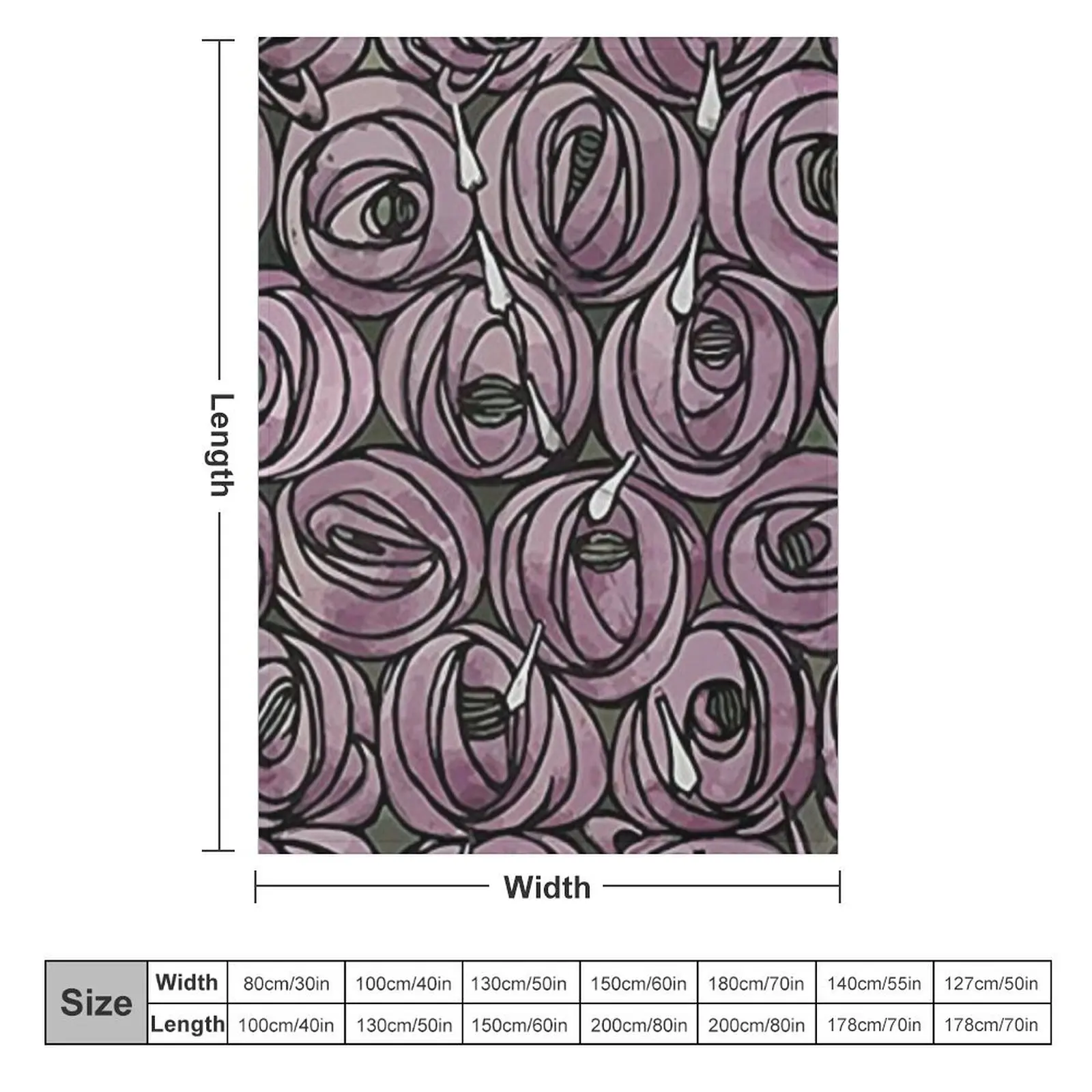 Charles Rennie Mackintosh flowers design Throw Blanket Flannel Luxury Designer Furrys Blankets