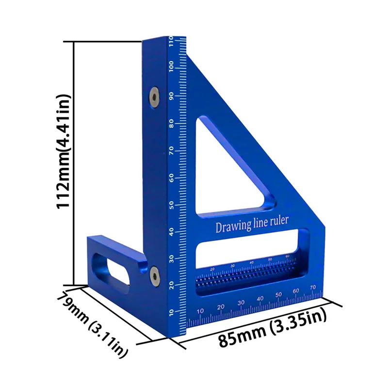 ABMO Holzbearbeitung Quadratischer Winkelmesser Gehrung Dreieck Lineal Hochpräzises Layout-Messwerkzeug für Ingenieur Zimmermann