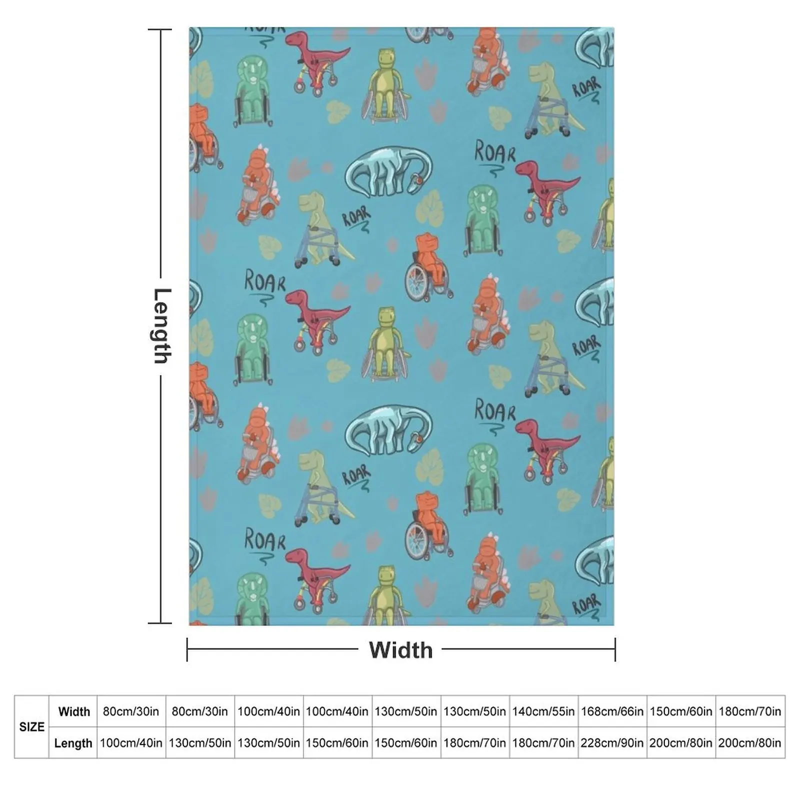 Dinos with Mobility Device Blanket Design Throw Blanket couch cozy soft plush fuzzy picnic outdoor blanket