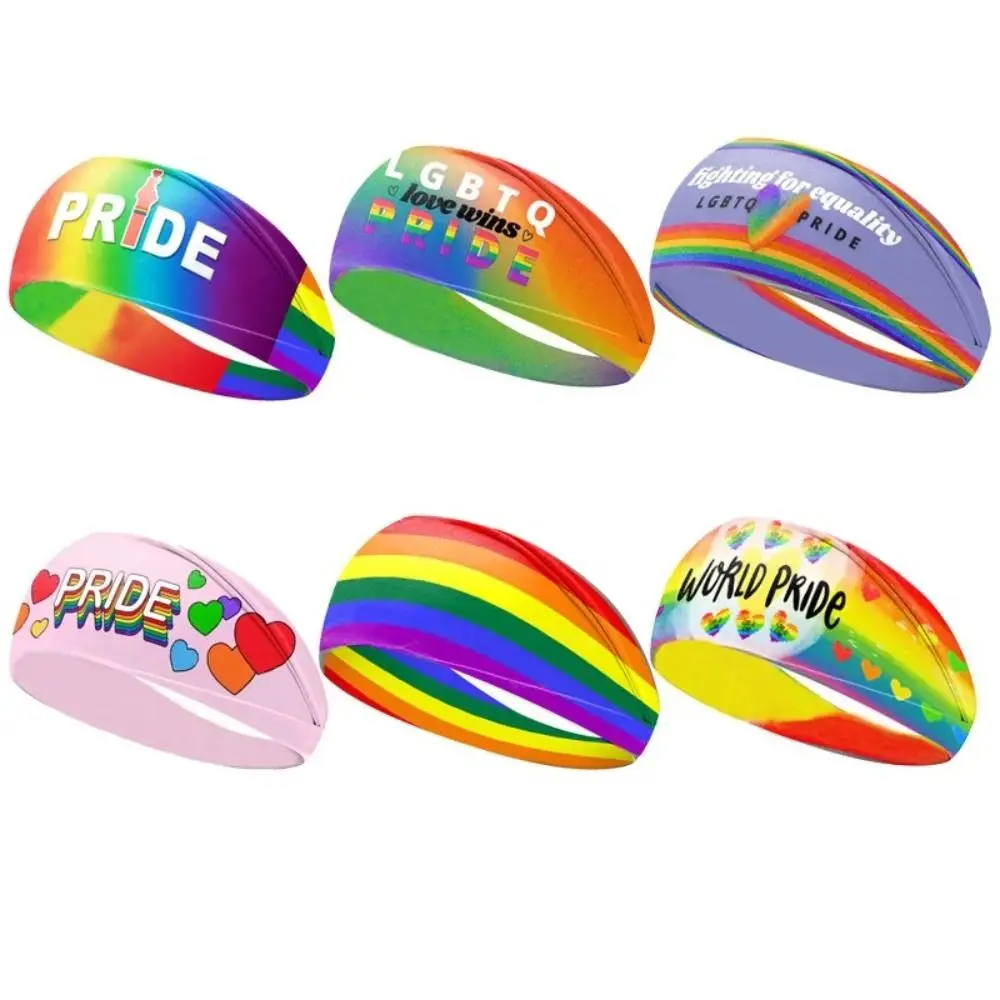 New Hair Accessories Rainbow Headband Headwraps Yoga Sweat Wicking Headband Elastic Gym Elastic Hair Bands Indoor