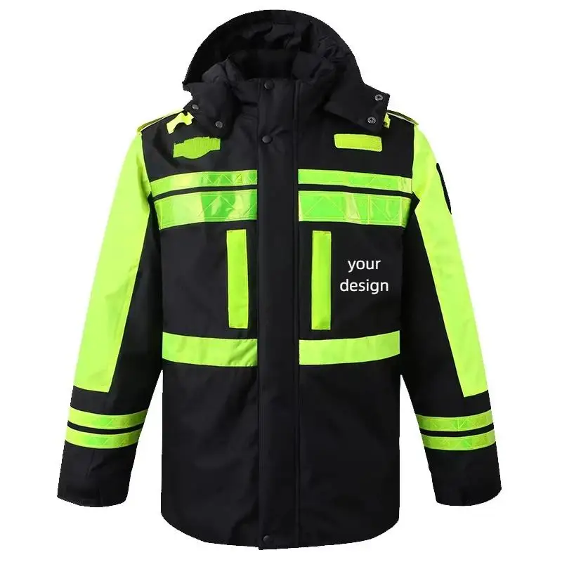 Winter Safe Riding Reflective Thickened Inner Tank Raincoat Jacket Oxford Cloth Waterproof Windproof Coat With Printed Logo