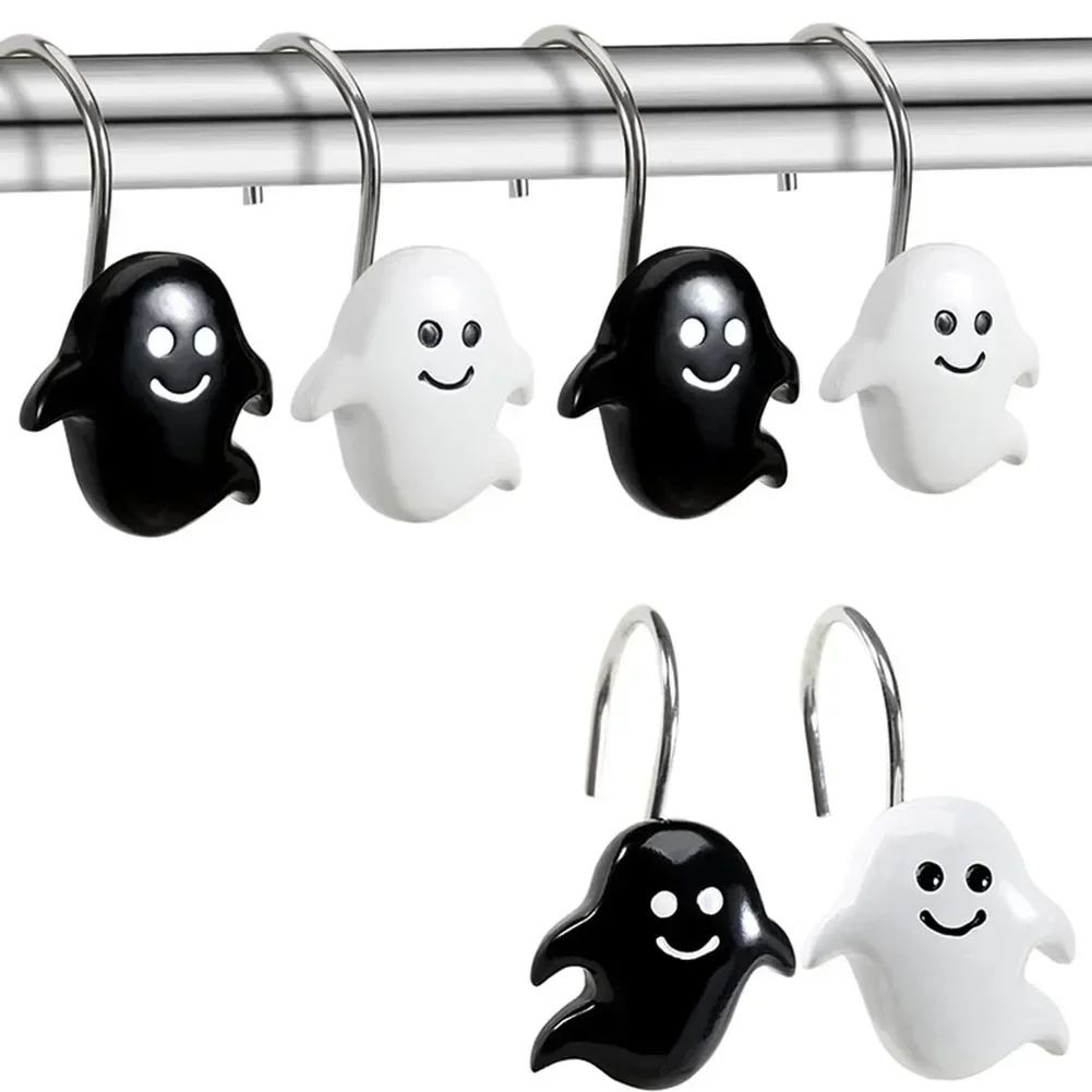 12pcs Stainless Steel S Shape Halloween Shower Curtain Hooks Kitchen-= Hanger Kitchen Door -==Curtain HooksBathroomAccessories