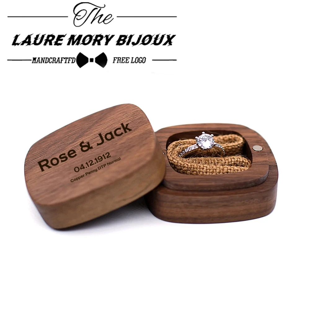 

Изготовленная на заказ деревенская коробка для обручальных колец, держатель для колец, персонализированная коробка для свадьбы/помолвки на день Святого Валентина, деревянная коробка для колец, портативный чехол