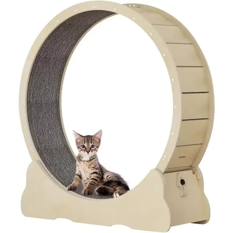 Natural Wood Color Indoor Cats Exercise TPE Noiseless Roller Cat Treadmill Cute Cat Running Wheel