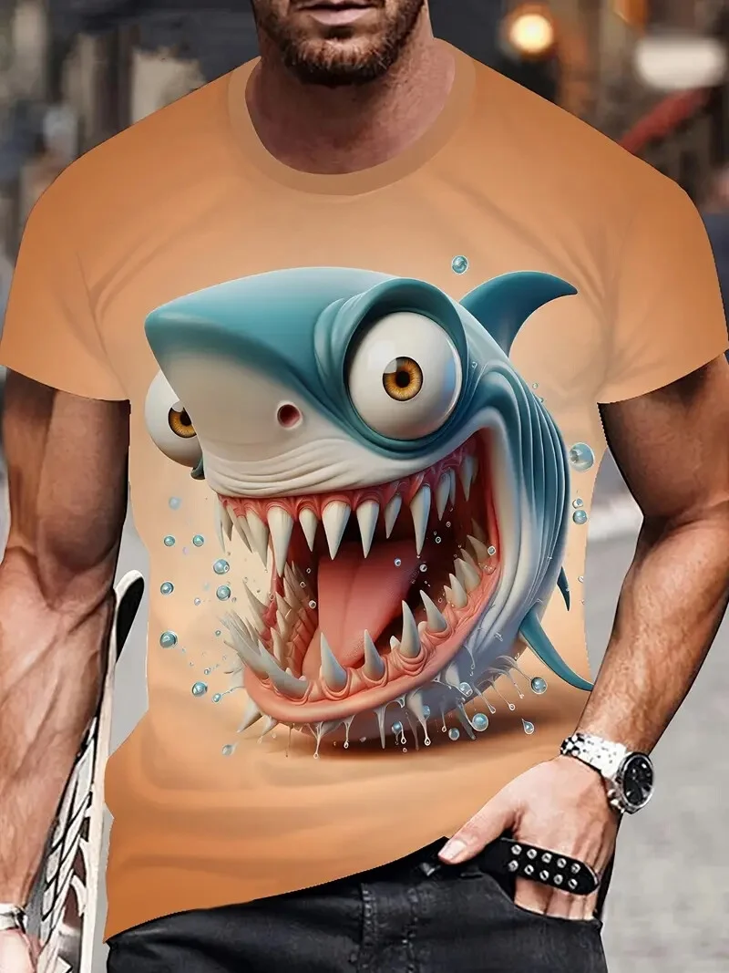 

Fun 3D Print Men's T-Shirt Abstract Animal Pattern Creative Personality Short Sleeve Tees Summer Outdoor Stylish Loose Male Tops