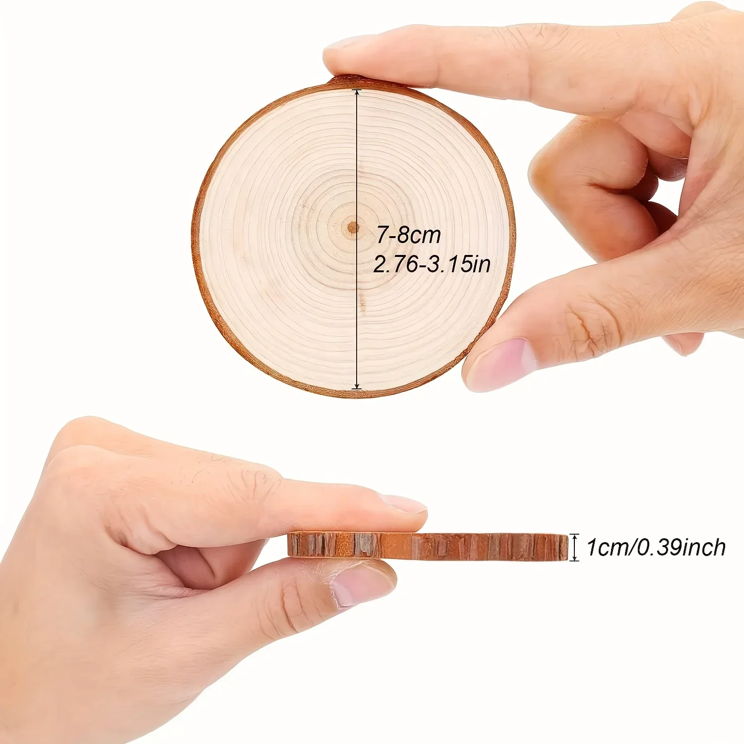 25pcs Natural Wood Slices 2.76-3.15 Inches Craft Wood Kit Unfinished Predrilled Wooden Circles Tree Slices DIY Crafts