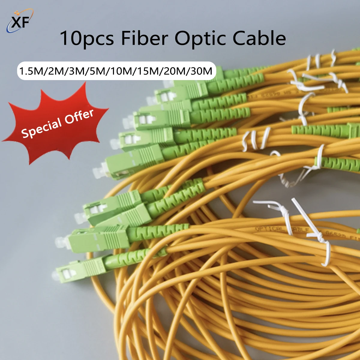 10PCS Wholesale Fiber Optic Cable FTTH SC/APC To SC/APC Patch Cord Single Mode Simplex Indoor 1.5M/2M/3M/5M/10M/15M/20M/30M